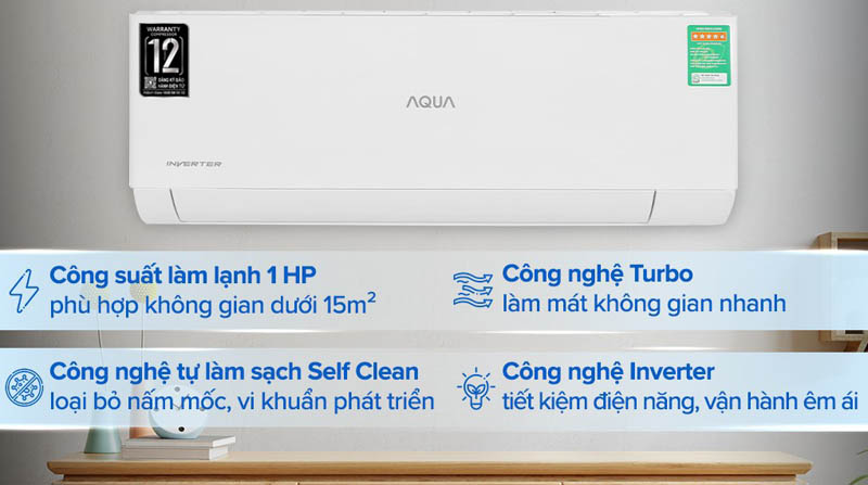 Đặc điểm nổi bật của máy lạnh  Aqua Inverter 1 HP AQA-RV10QC2