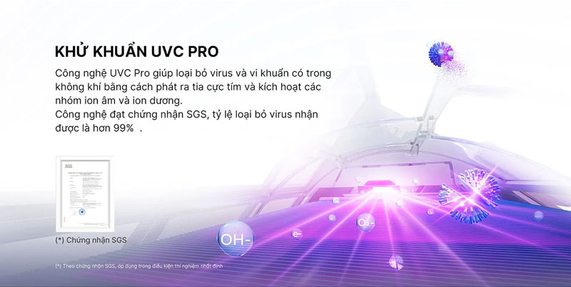 Công nghệ UVC Pro khử khuẩn bằng tia cực tím, bảo vệ sức khỏe cả nhà