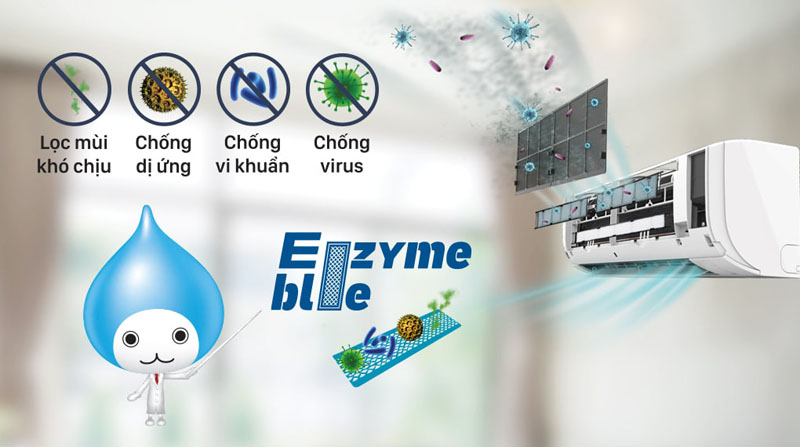 Daikin ATKC35UAVMV có phin lọc Enzyme Blue loại bỏ những bụi bẩn, vi khuẩn 