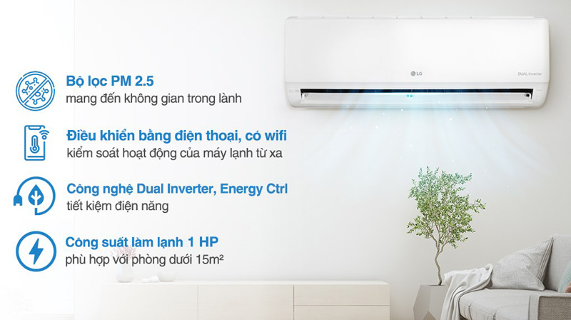 Một vài tính năng nổi bạt của máy lạnh một chiều LG Inverter 1HP V10WIN1