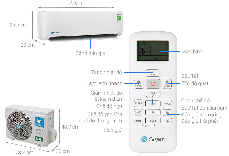 Chi tiết của máy lạnh một chiều Casper LC-09TL32