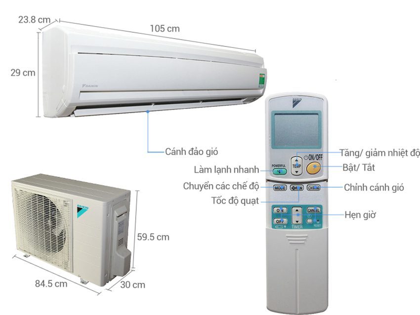 Chi tiết của máy lạnh một chiều Daikin TNE50MV1V/RNE50MV1V (2.0HP)