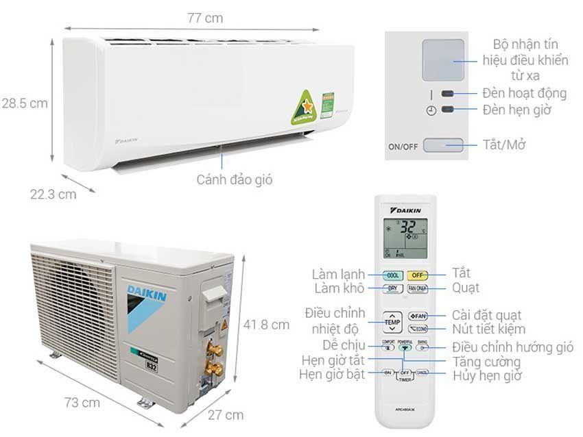 Chi tiết của máy lạnh một chiều Daikin FTKQ25SVMV/RKQ25SVMV ( 1HP ) 