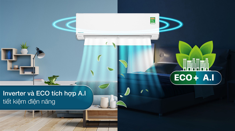 Công nghệ Inverter và Eco tích hợp A.I. giúp tiết kiệm điện năng