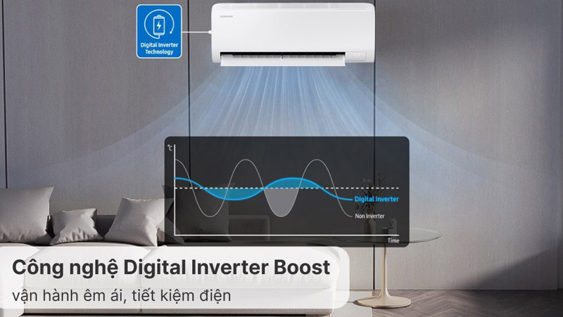 Công nghệ Digital Inverter Boost kết ợp với chế độ Eco, vận hành êm ái, tiết kiệm điện năng