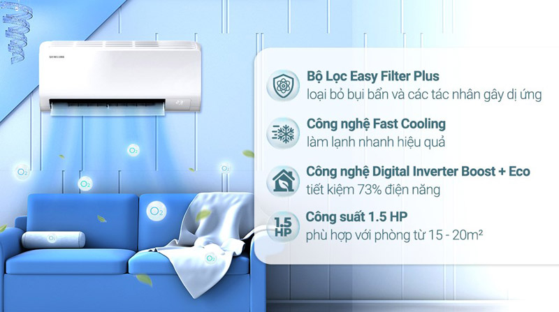 Đặc điểm nổi bật của máy lạnh Samsung Inverter 1.5 Hp AR13DYHZAWKNSV