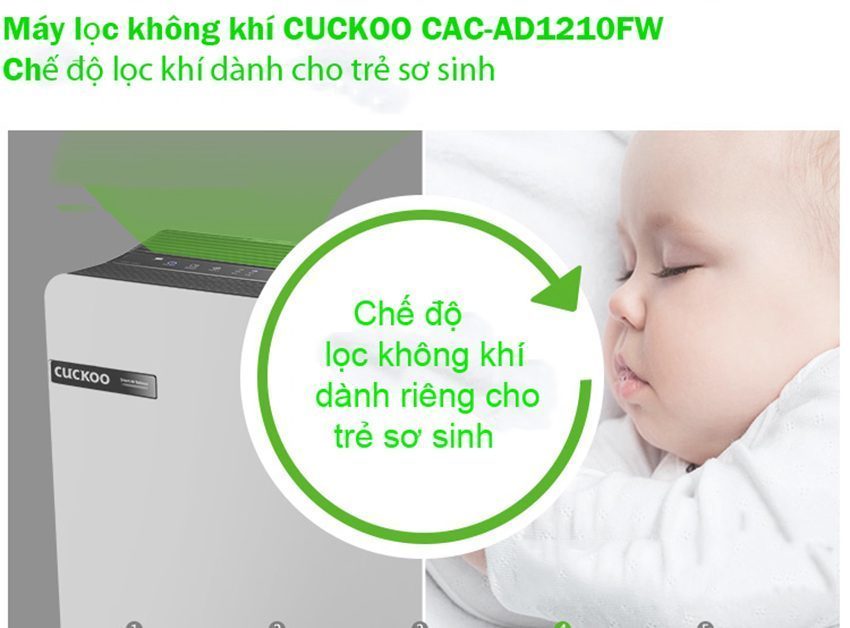 Máy lọc không khí Cuckoo CAC-AD1210FW với chế độ lọc dành cho trẻ sơ sinh