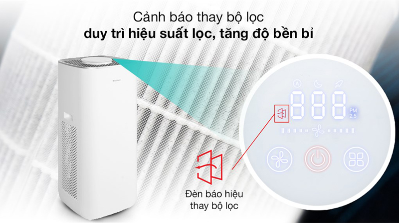 Có đèn LED nhấp nháy báo thay màng lọc tiện lợi.