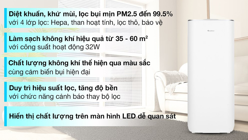 Tính năng nổi bật của máy lọc không khí Gree GCF500-AENA