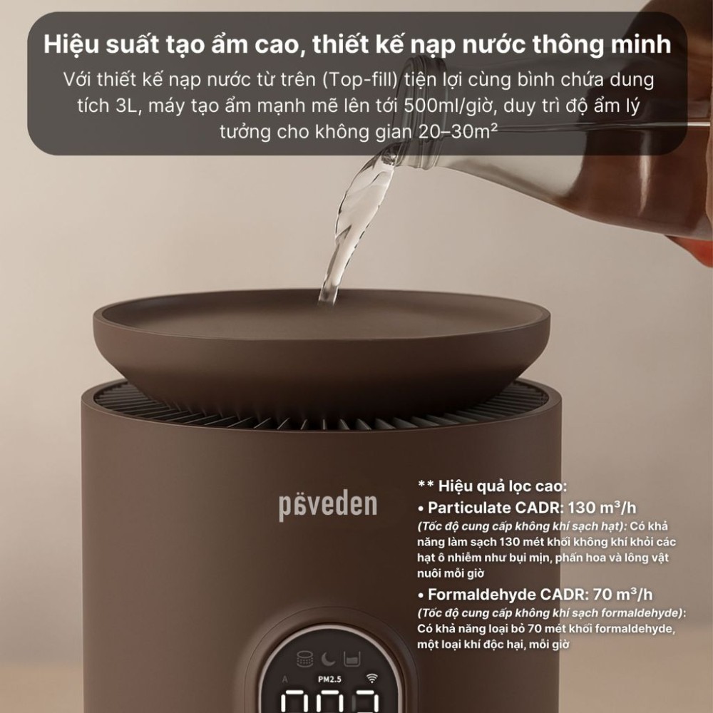 Máy lọc không khí tạo ẩm Paveden PAP-HF316T - Hàng chính hãng