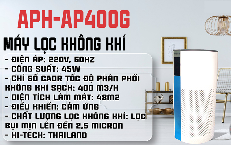 Thông số kỹ thuật của máy lọc không khí Apechome APH-AP400G