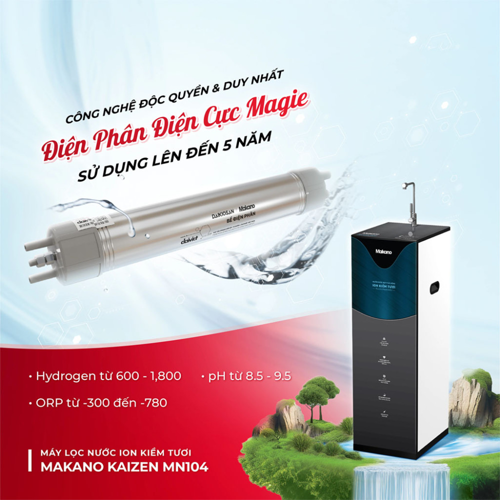 Máy lọc nước ion kiềm tươi Makano MN104 - Hàng chính hãng