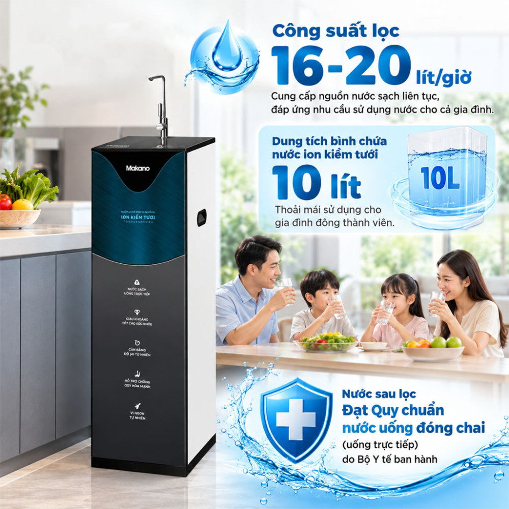 Máy lọc nước ion kiềm tươi Makano MN105 - Hàng chính hãng