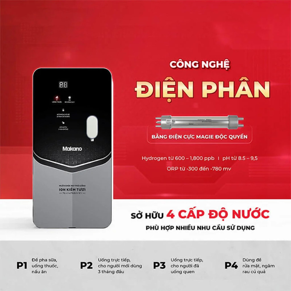 Máy lọc nước ion kiềm tươi để bàn Makano MN868 - Hàng chính hãng