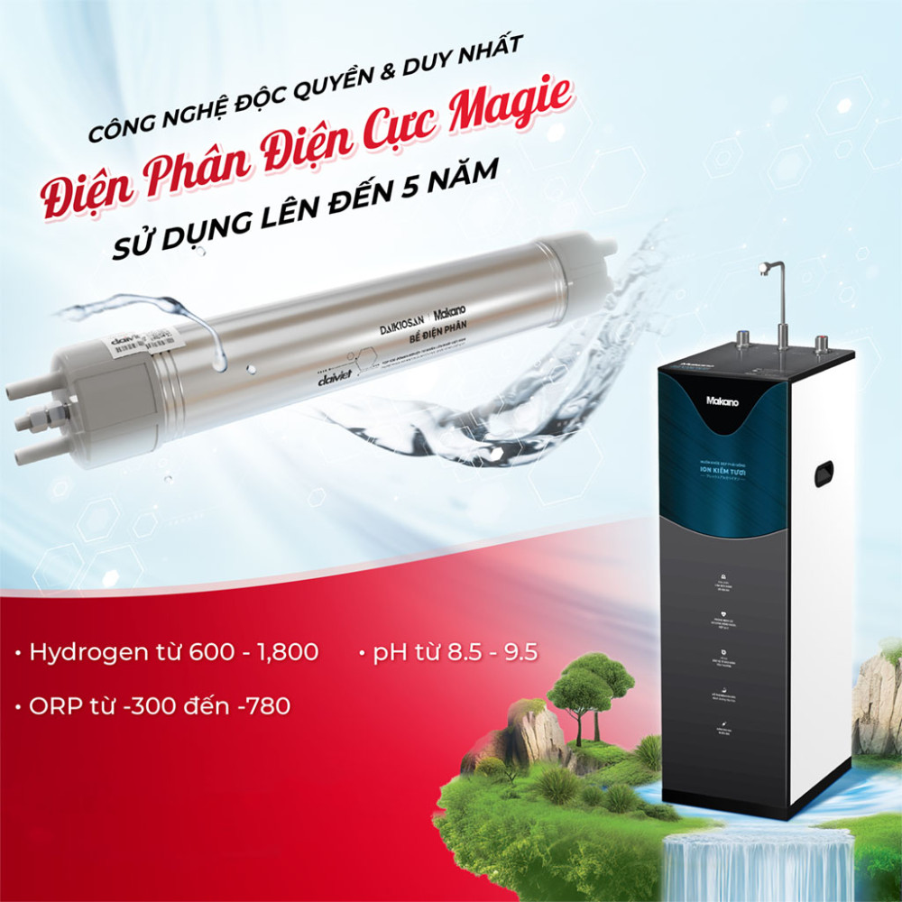 Máy lọc nước ion kiềm tươi nóng nguội Makano MN205 - Hàng chính hãng