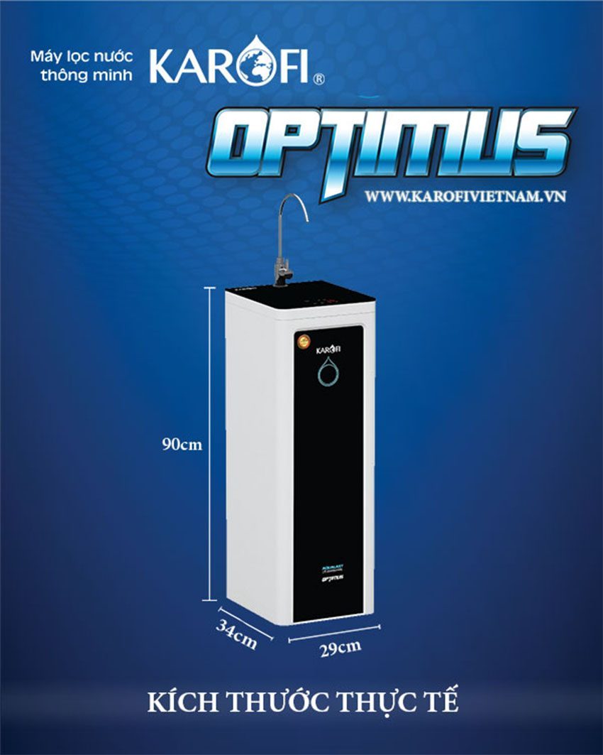Kích thước của máy lọc nước 8 cấp Optimus i1 Karofi O-i128 