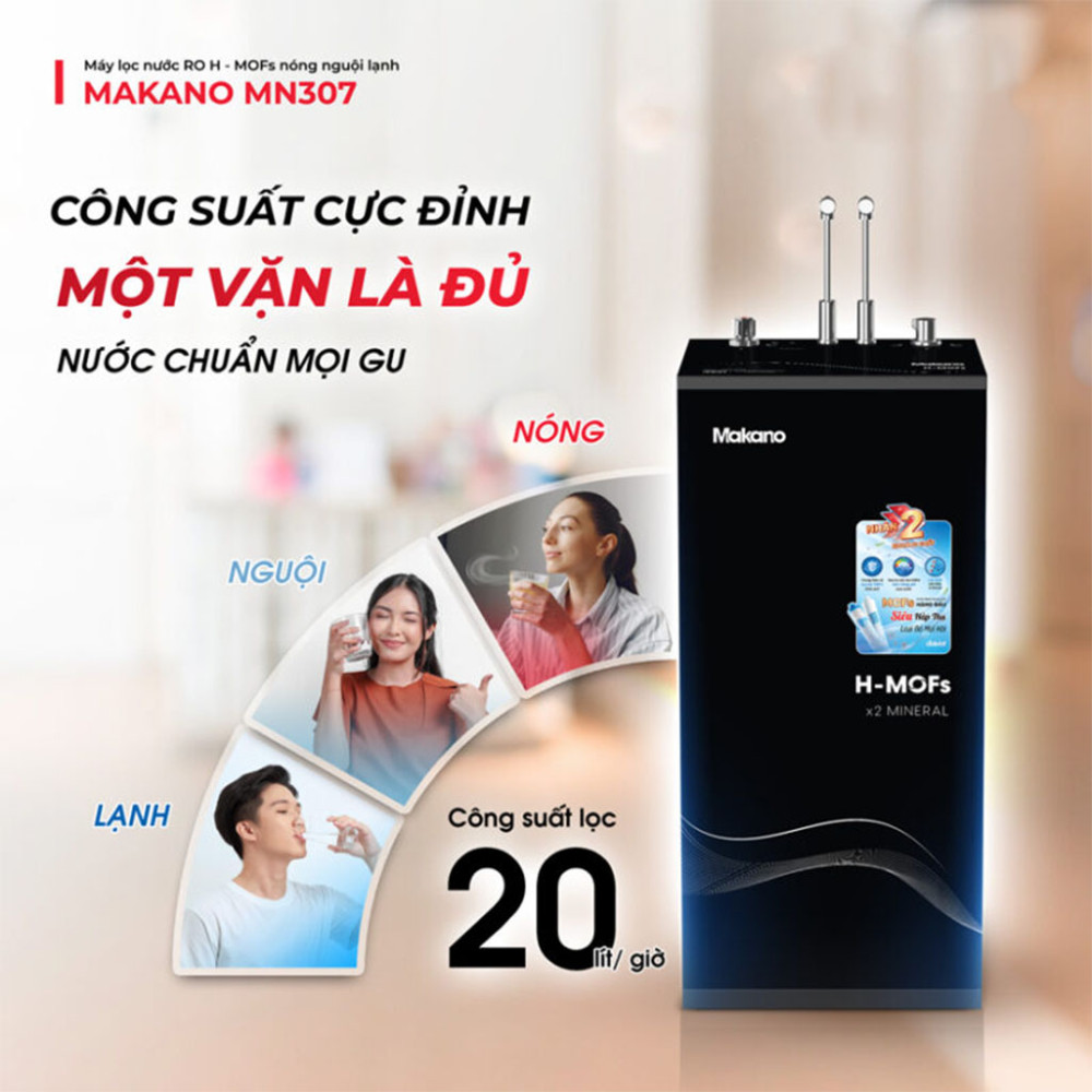 Máy lọc nước RO H-Mofs nóng nguội lạnh Makano MN307 - Hàng chính hãng
