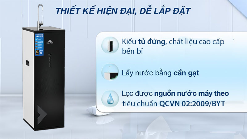 Thiết kế của Máy lọc nước RO tủ đứng Hòa Phát HPR529