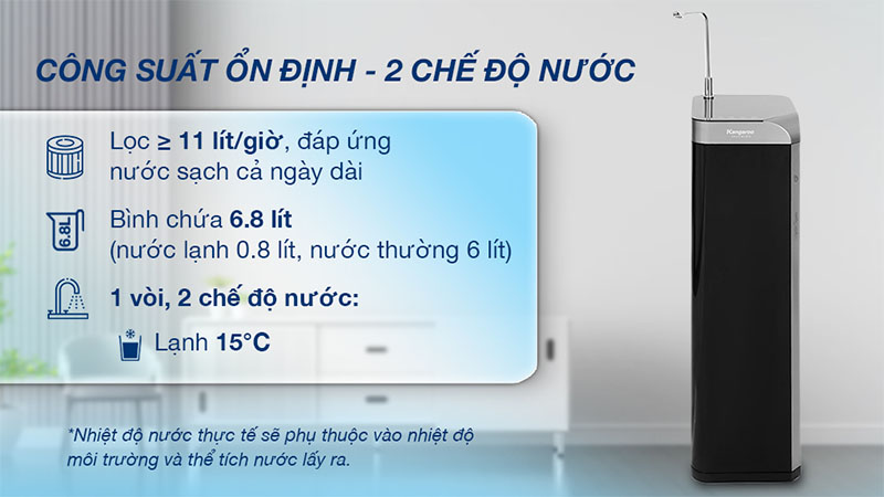 Công suất lọc của Máy lọc nước RO Hydrogen nguội lạnh Kangaroo Waterfall KG100EW 7 lõi