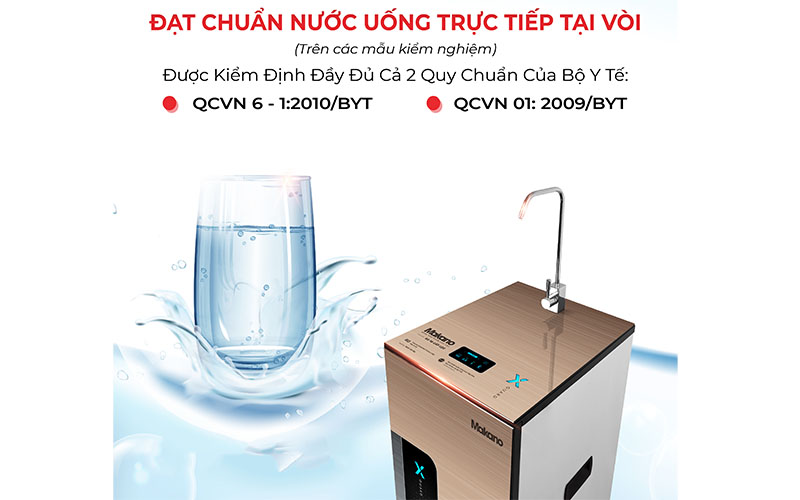 Chứng nhận nước đạt chuẩn của Máy lọc nước RO Makano X-Guard Luxury MKW-33010M