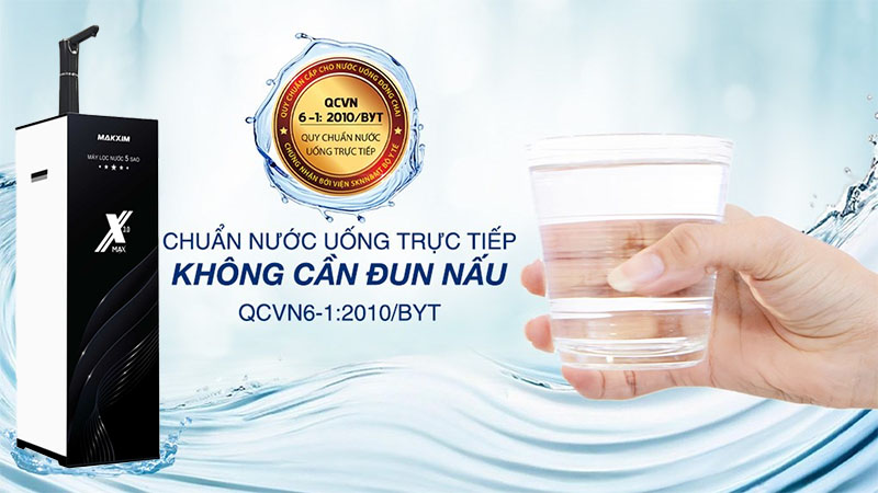 Nước uống đạt chuẩn của Máy lọc nước RO Maksim MAK-X3.0