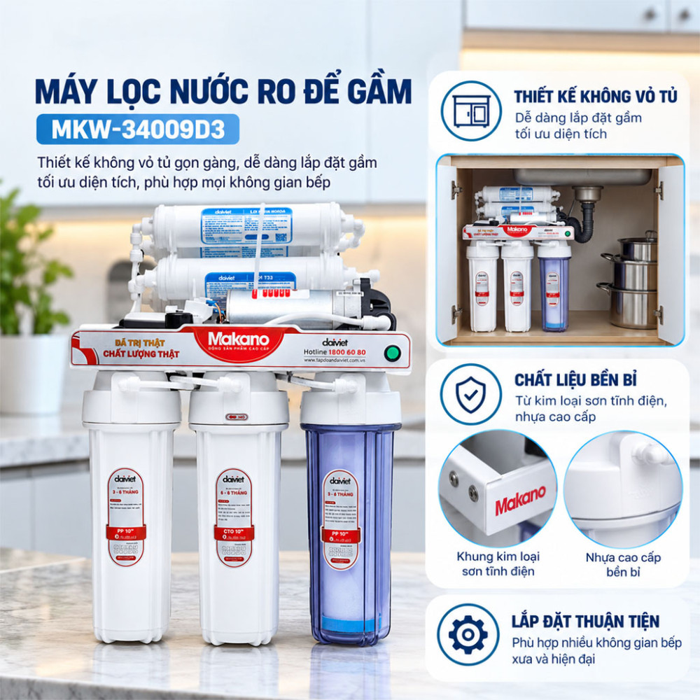 Máy lọc nước RO để gầm Makano MKW-34009D3 - Hàng chính hãng