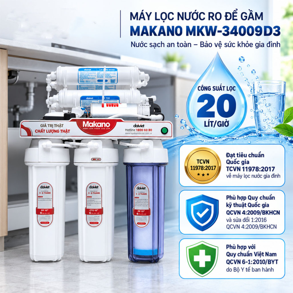 Máy lọc nước RO để gầm Makano MKW-34009D3 - Hàng chính hãng