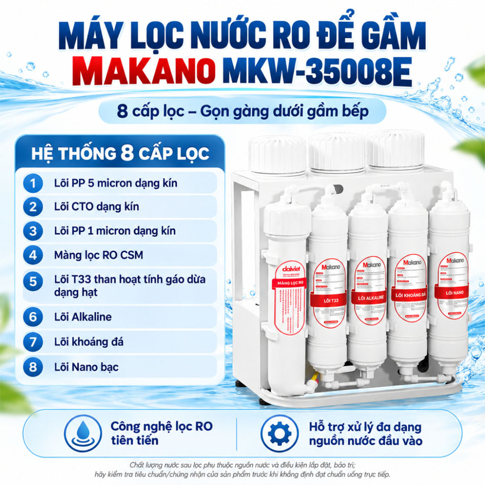 Máy lọc nước RO để gầm Makano MKW-35008E - Hàng chính hãng