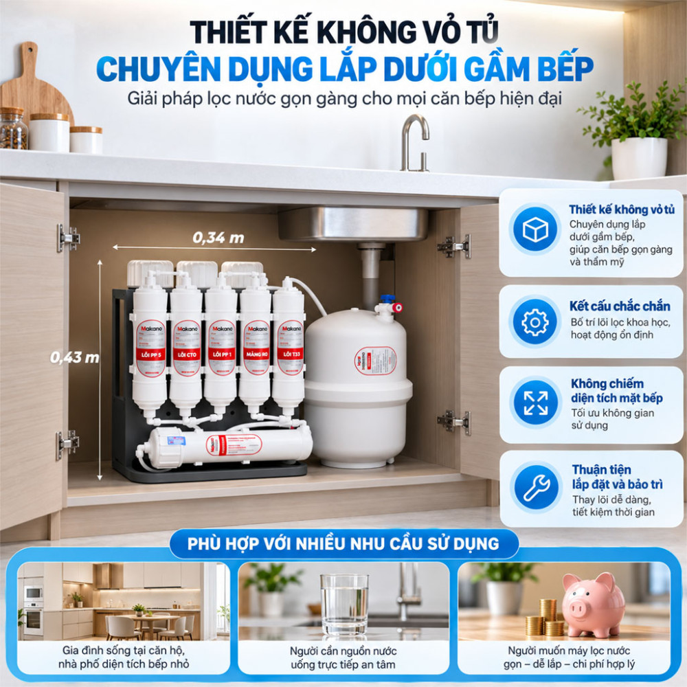 Máy lọc nước RO để gầm Makano MKW-35009E - Hàng chính hãng