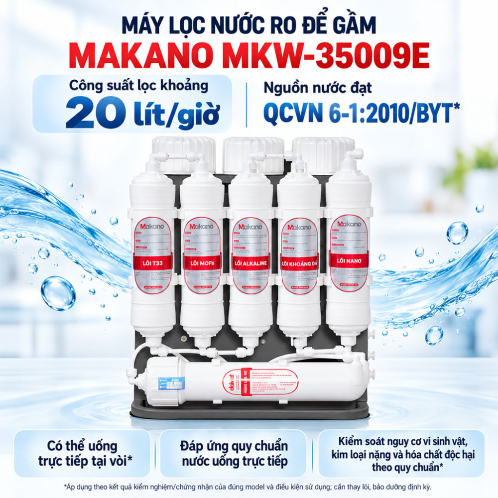 Máy lọc nước RO để gầm Makano MKW-35009E - Hàng chính hãng