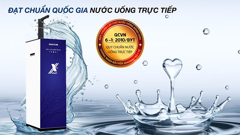 Nước đạt chuẩn của Máy lọc nước RO nóng lạnh nguội Makxim MAK-X6.0