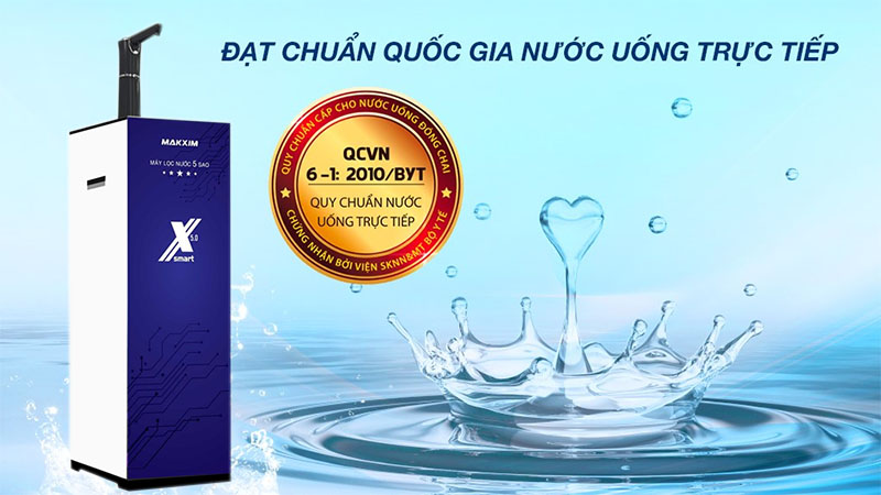 Nước đạt chuẩn của Máy lọc nước RO nóng nguội Maksim MAK-X5.0