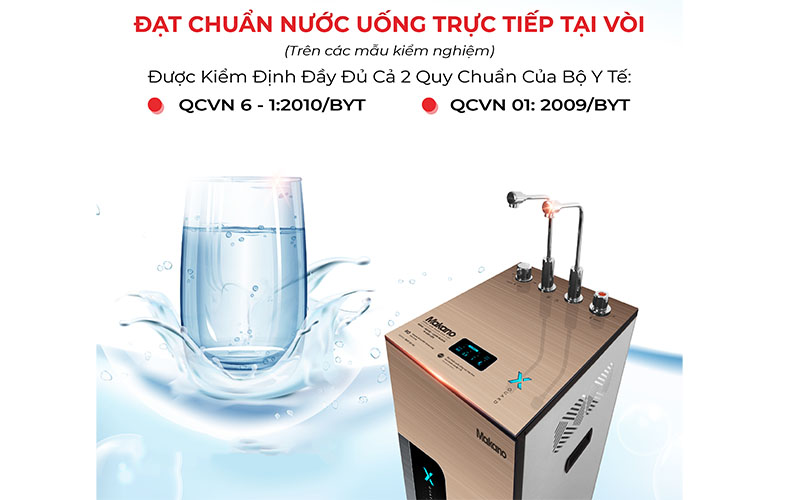 Đạt chuẩn nước uống của Máy lọc nước RO nóng nguội lạnh Makano X-Guard Luxury MKW-33710M