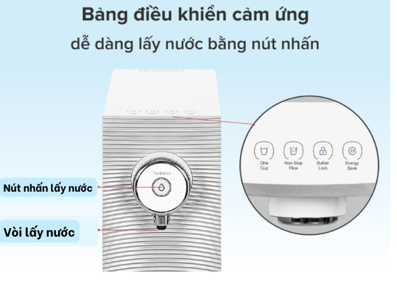 Dễ dàng thao tác lây nước bằng nút nhấn