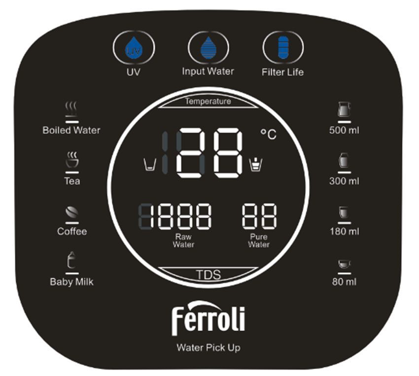 Bảng điều khiển của Máy lọc nước để bàn Ferroli FP2200-PD