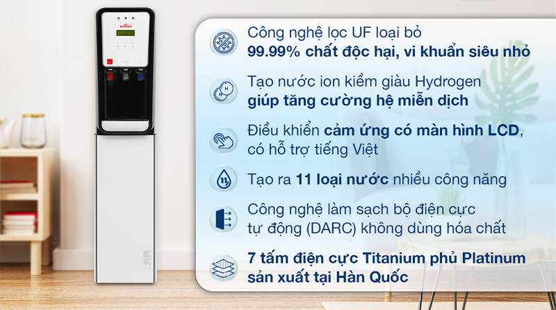 Tính năng nổi bật của máy lọc nước điện giải nóng nguội lạnh Robot UHC-6711