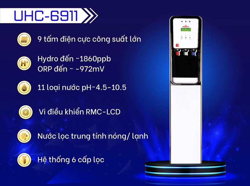 Tính năng nổi bật của máy lọc nước điện giải nóng nguội lạnh Robot UHC-6911