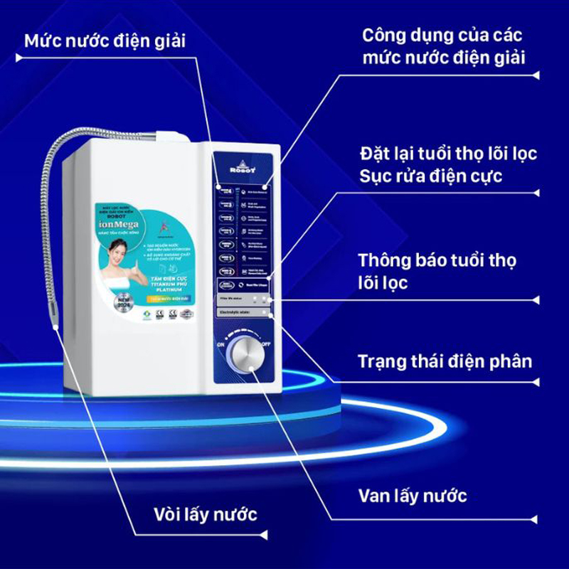 Máy lọc nước điện giải ion kiềm Robot ion Mega 57