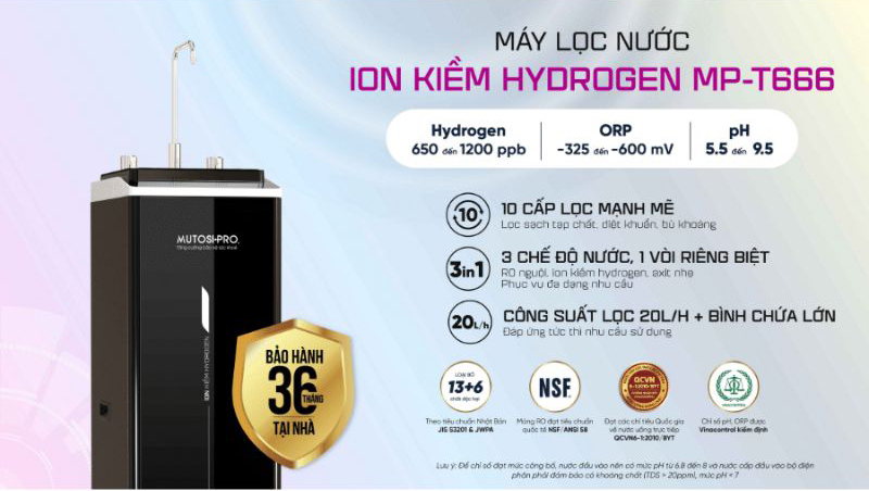 Máy lọc nước ion kiềm Mutosi MP-T666 