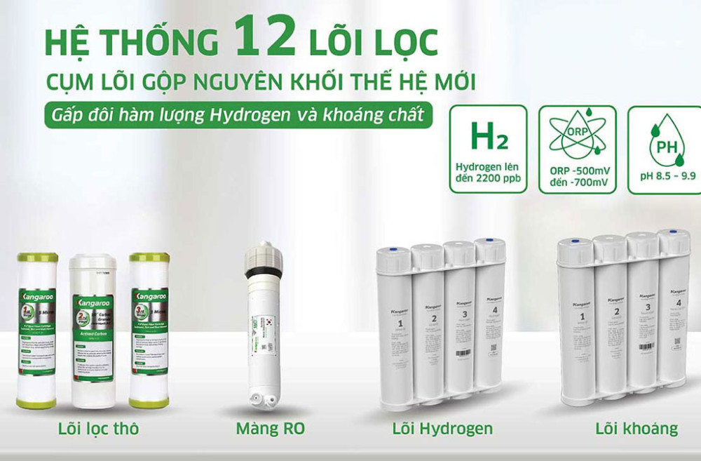 Hệ thống lõi lọc 12 cấp - Đảm bảo nước đầu ra đạt chuẩn