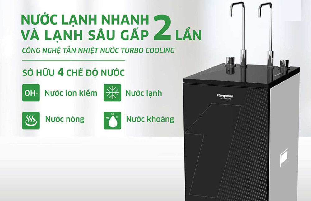  Có 4 chế độ nước Nóng – Lạnh – RO Khoáng – Hydrogen