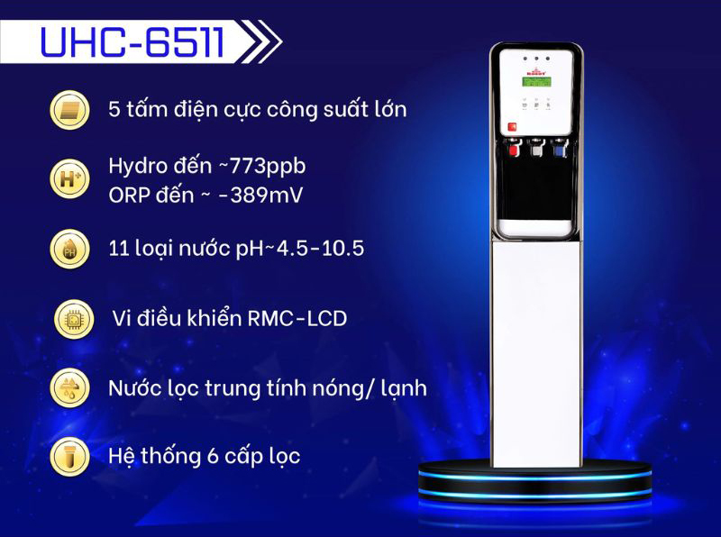 Một số tính năng nổi bật của máy lọc nước điện giải nóng nguội nạnh Robot UHC 6511