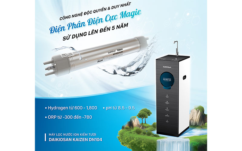 Công nghệ điện phân của Máy lọc nước ion kiềm tươi Daikiosan DN104