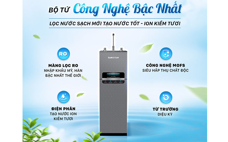 Công nghệ lọc của Máy lọc nước ion kiềm tươi nóng nguội Daikiosan DN269