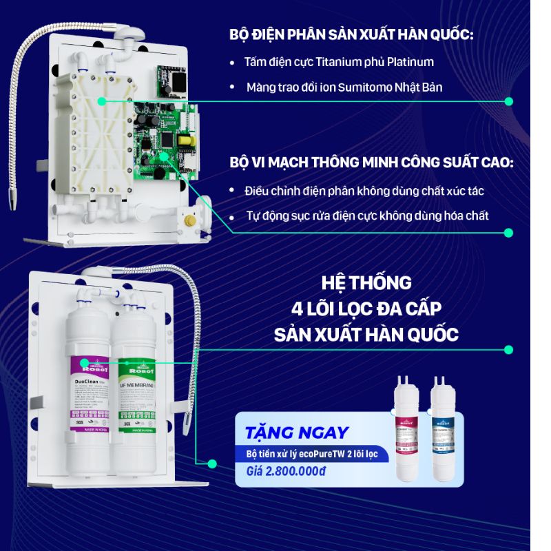 Hệ thống 4 lõi lọc đa cấp sản xuất tại Hàn Quốc