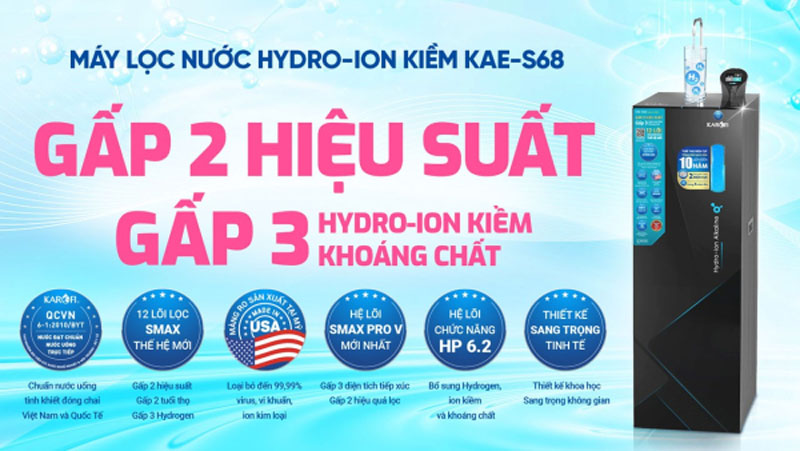 Máy có 2 chế độ nước: Hydro-ion kiềm - Nước tinh khiết để nấu ăn