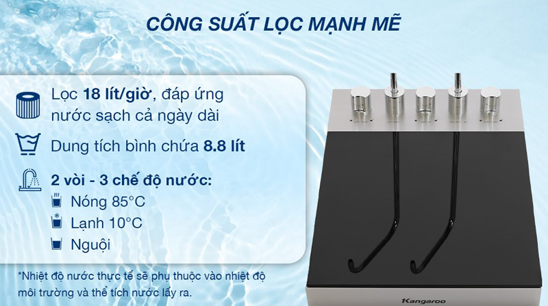 Công suất lọc mạnh mẽ, đáp ứng nhu cầu nước cho cả gia đình