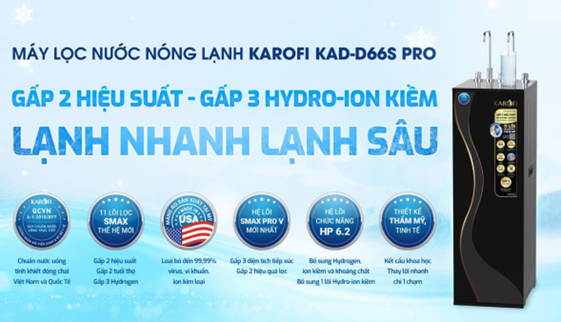 Máy lọc nước nóng lạnh Karofi KAD-D66S Pro