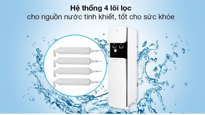 Hệ thống 4 lõi lọc loại bỏ chất bẩn hiệu quả.