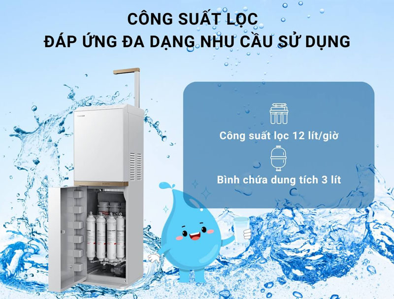 Công suất lọc mạnh mẽ, đáp ứng đủ nhu cầu dùng nước mỗi ngày